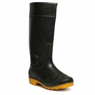 Hillson Welcome Black and Yellow Plain Toe Gumboot Size 7