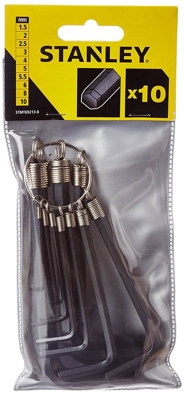 Stanley STMT69213-8 Hex Key Ring Set, Black Phosphate, Pack of 10