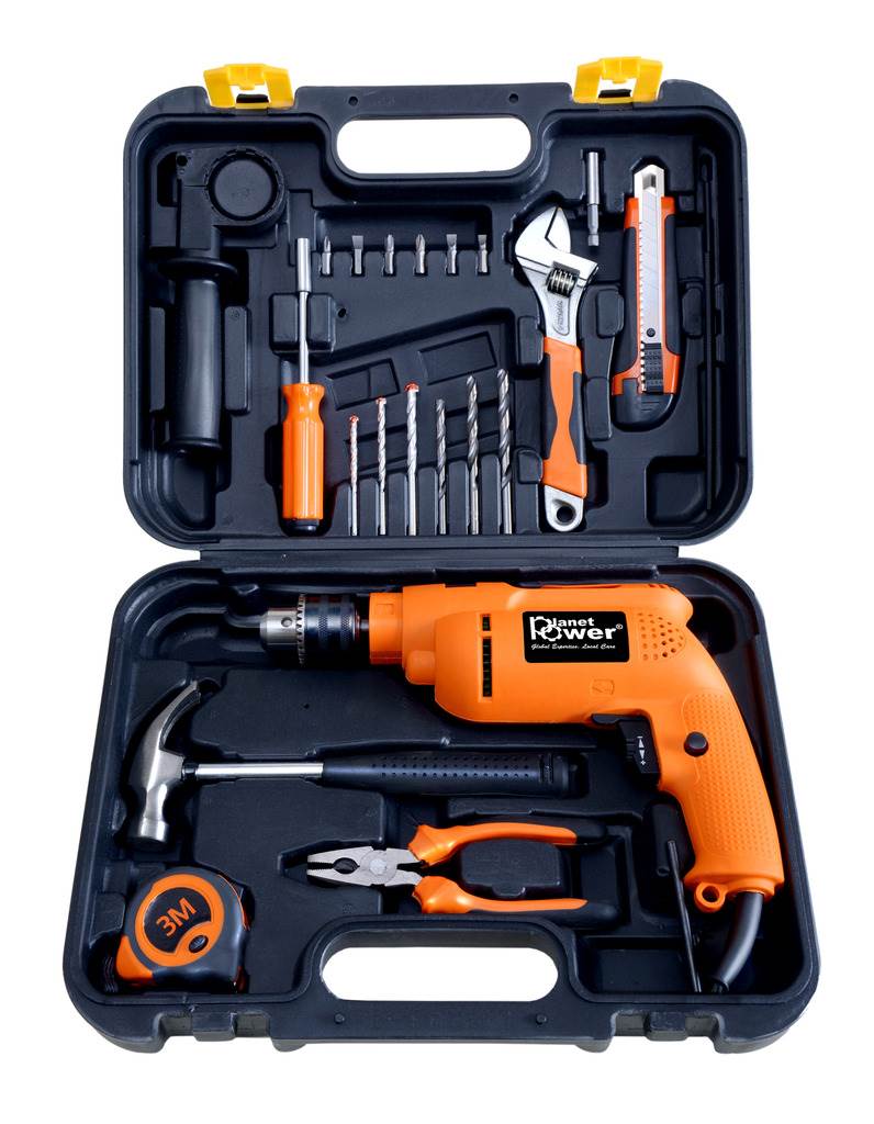 Planet Power PTK 700VR Tool Kit with powerful 13mm Reverse Forward Impact Drill