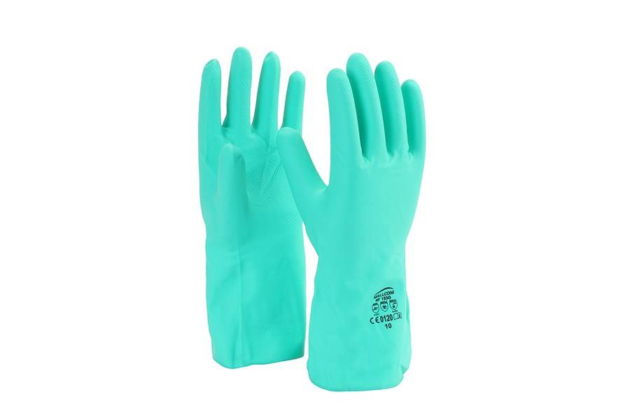 Mallcom NF153G Green Flock-lined Nitrile glove